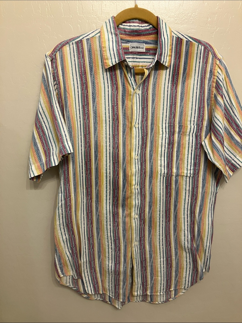 Saks Fifth Avenue Multicolor Vertical Stripe Short-Sleeve Button-Up Shirt